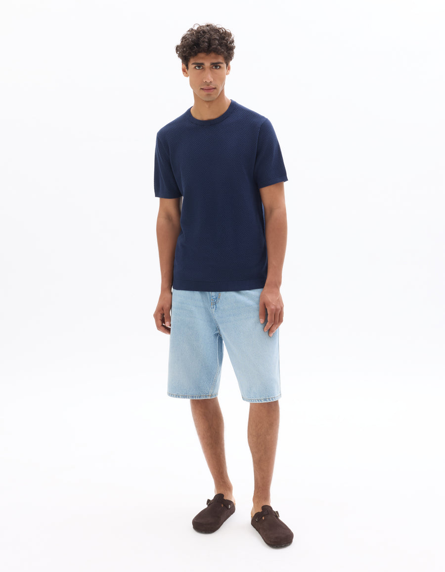 Regular Fit 100% Cotton Crew Neck T-Shirt - Navy Blue
