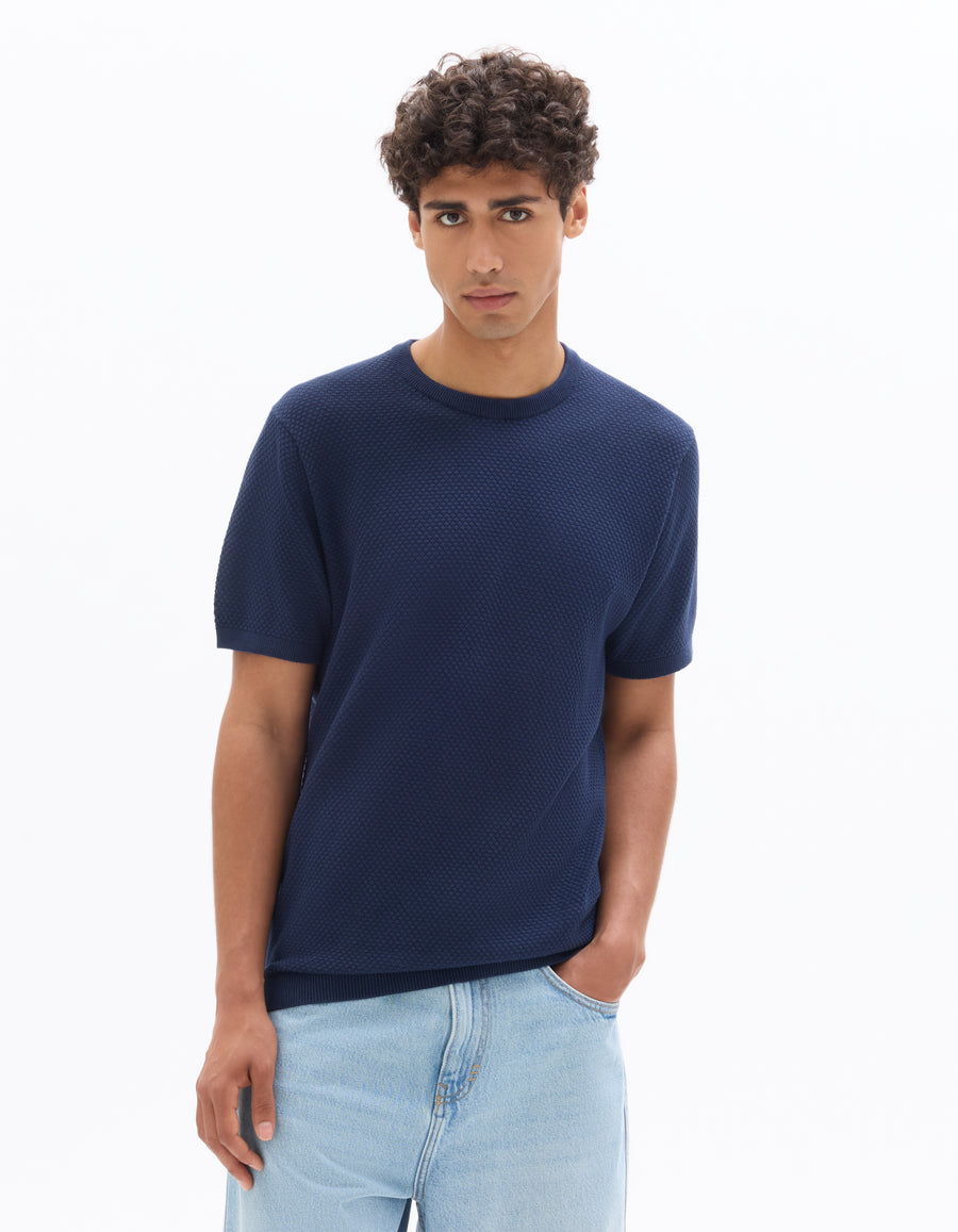 Regular Fit 100% Cotton Crew Neck T-Shirt - Navy Blue