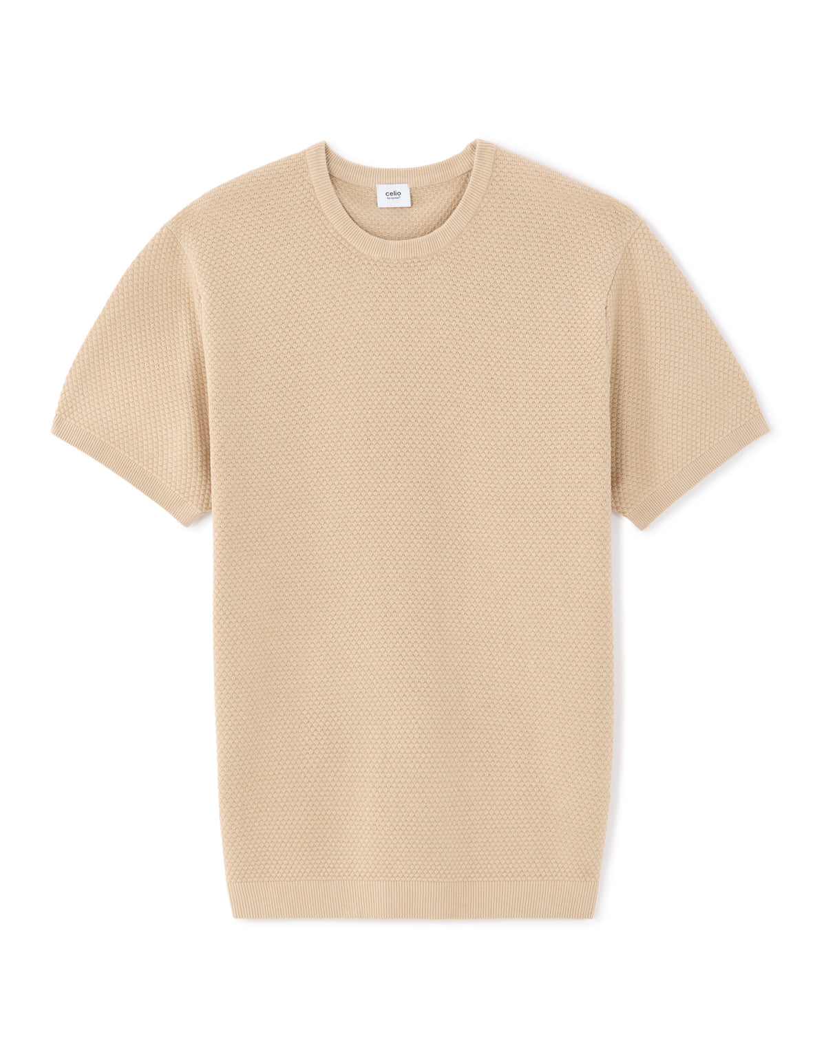 Regular Fit 100% Cotton Crew Neck T-Shirt - Beige