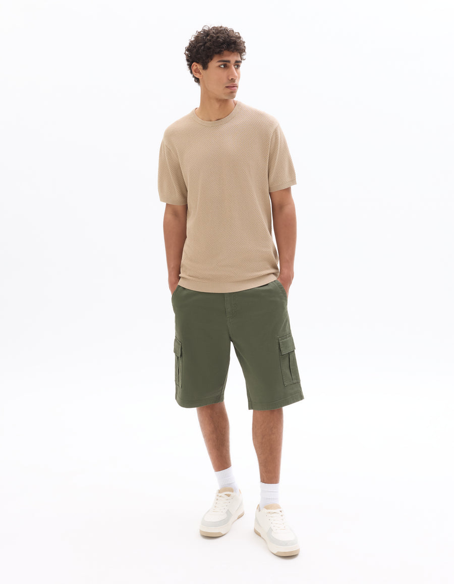 Regular Fit 100% Cotton Crew Neck T-Shirt - Beige