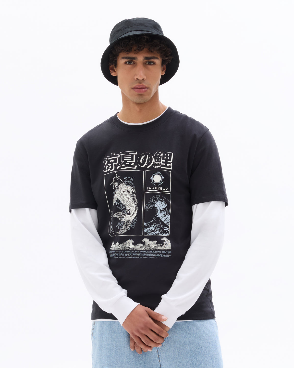 Regular Fit 100% Cotton Printed Round Neck T-Shirt - Black