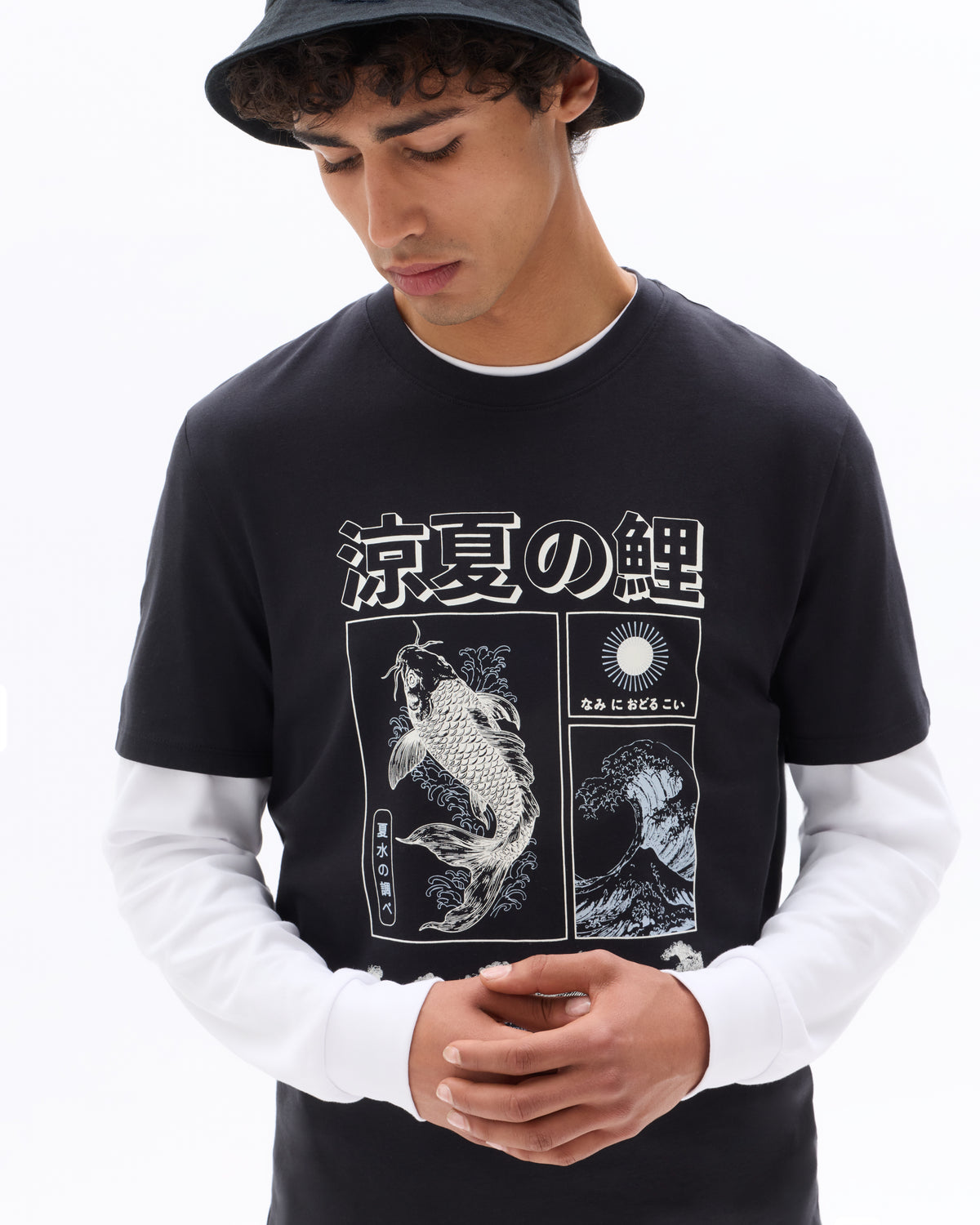 Regular Fit 100% Cotton Printed Round Neck T-Shirt - Black