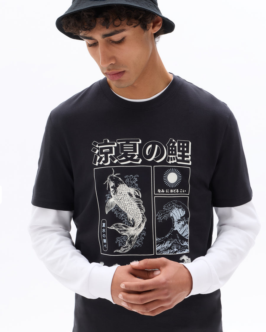 Regular Fit 100% Cotton Printed Round Neck T-Shirt - Black