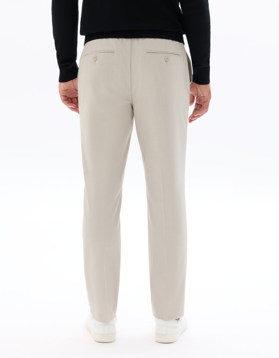 Straight Fit Poly Viscose Casual Trousers - Beige