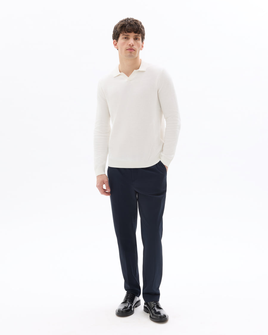 Straight Fit Polyester Casual Trousers - Navy Blue