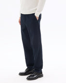 Straight Fit Polyester Casual Trousers - Navy Blue