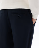 Straight Fit Polyester Casual Trousers - Navy Blue