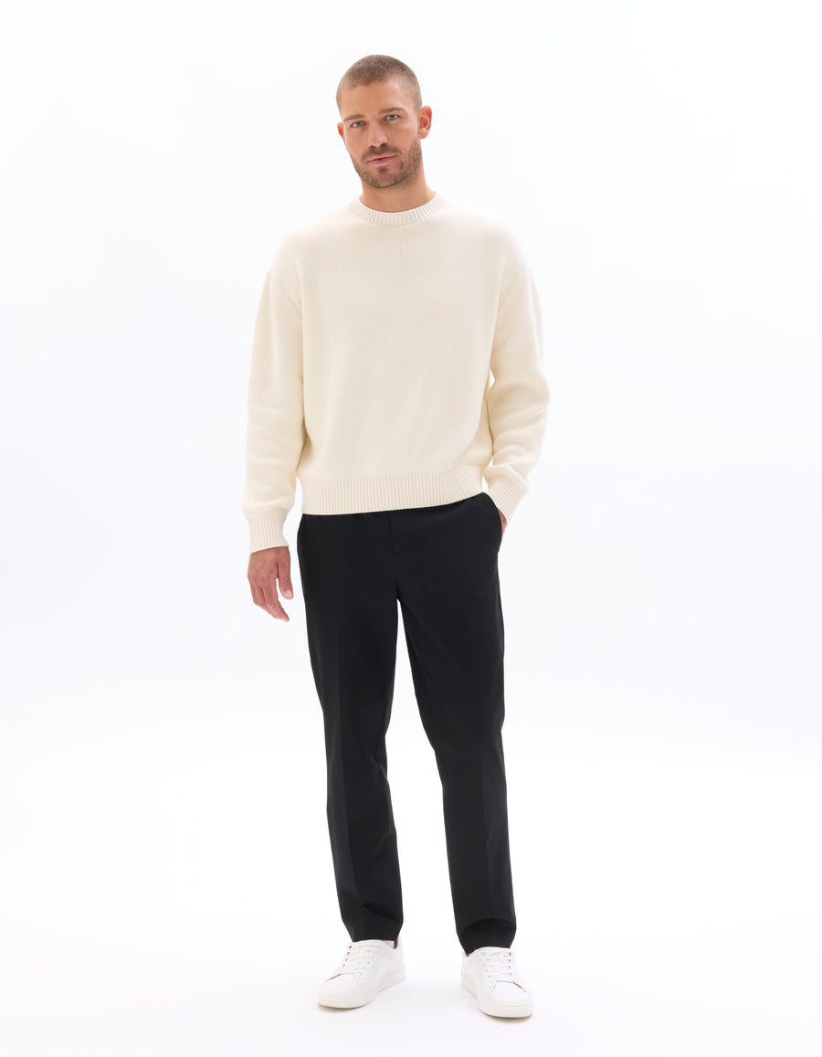 Straight Fit Poly Viscose Casual Trousers - Black