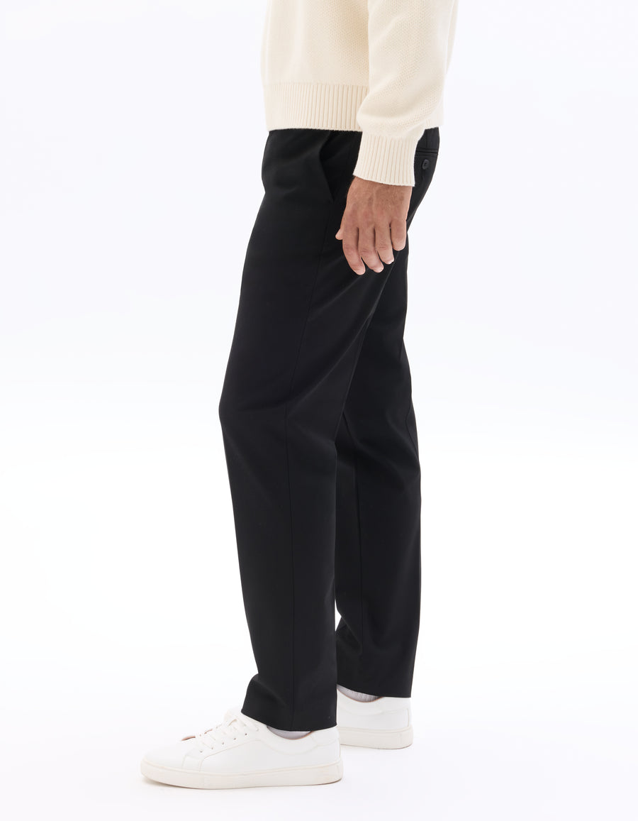 Straight Fit Poly Viscose Casual Trousers - Black