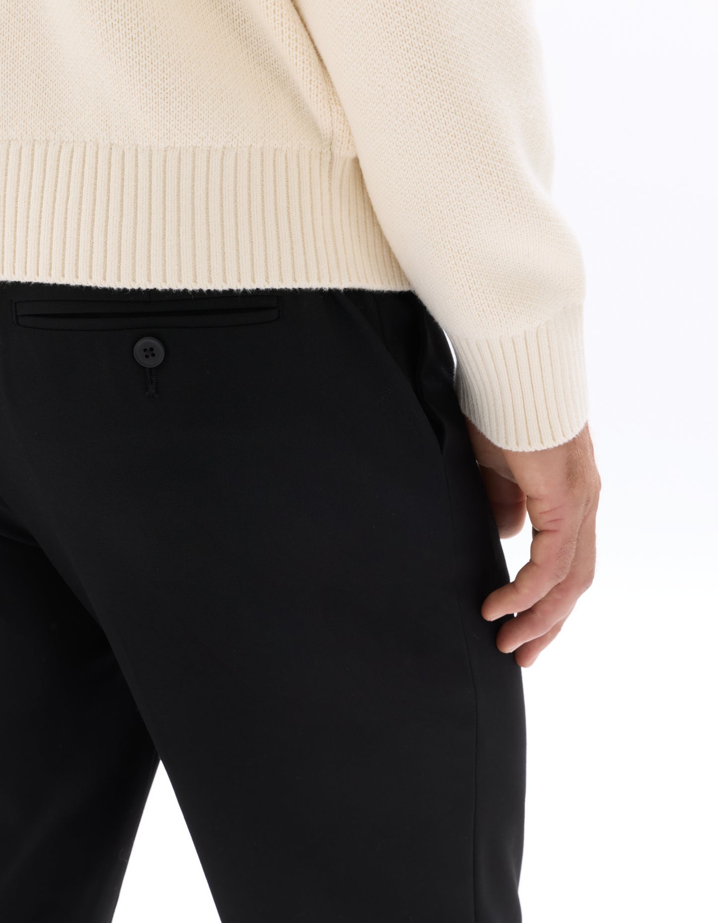 Straight Fit Poly Viscose Casual Trousers - Black