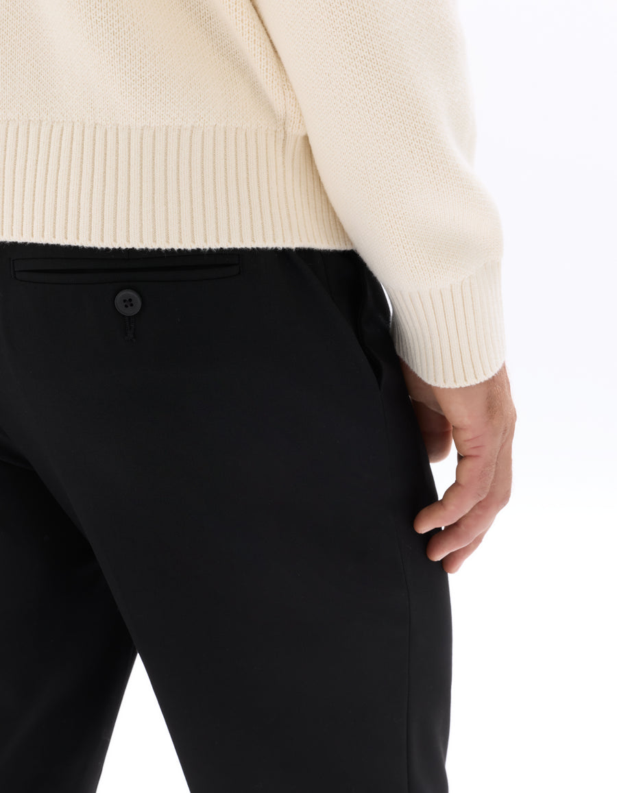 Straight Fit Poly Viscose Casual Trousers - Black