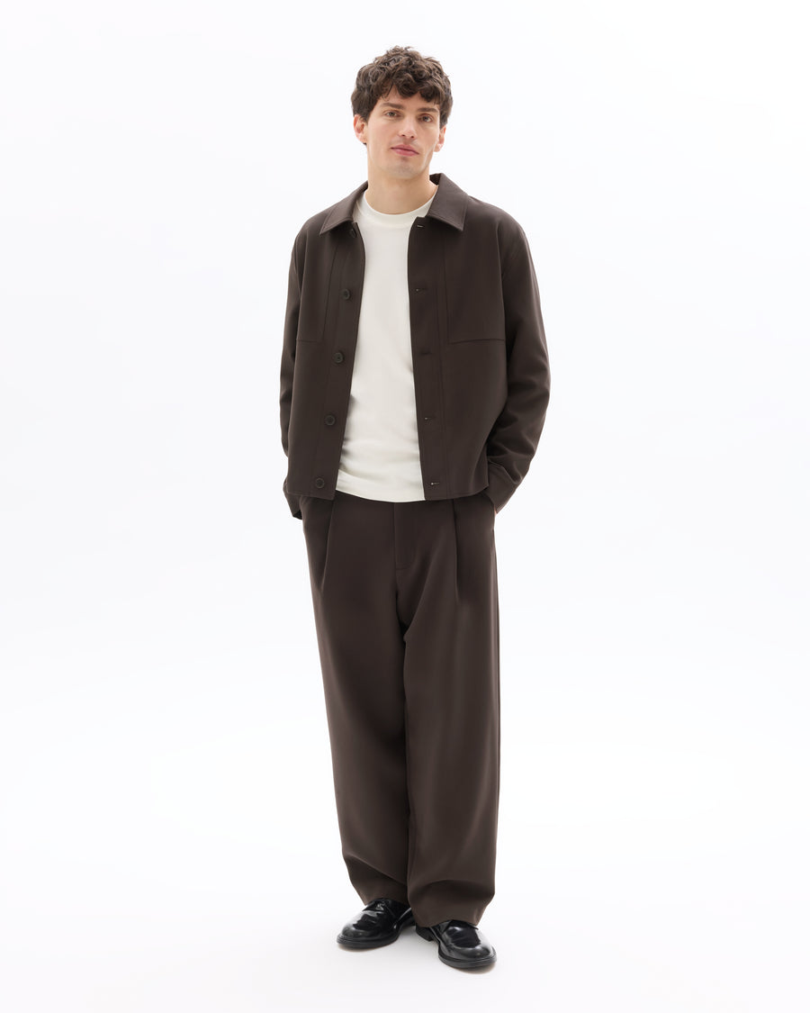 Regular Fit Poly Viscose Spread Collar Jacket - Brown
