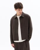 Regular Fit Poly Viscose Spread Collar Jacket - Brown