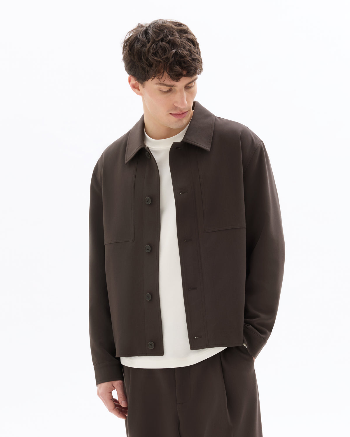 Regular Fit Poly Viscose Spread Collar Jacket - Brown