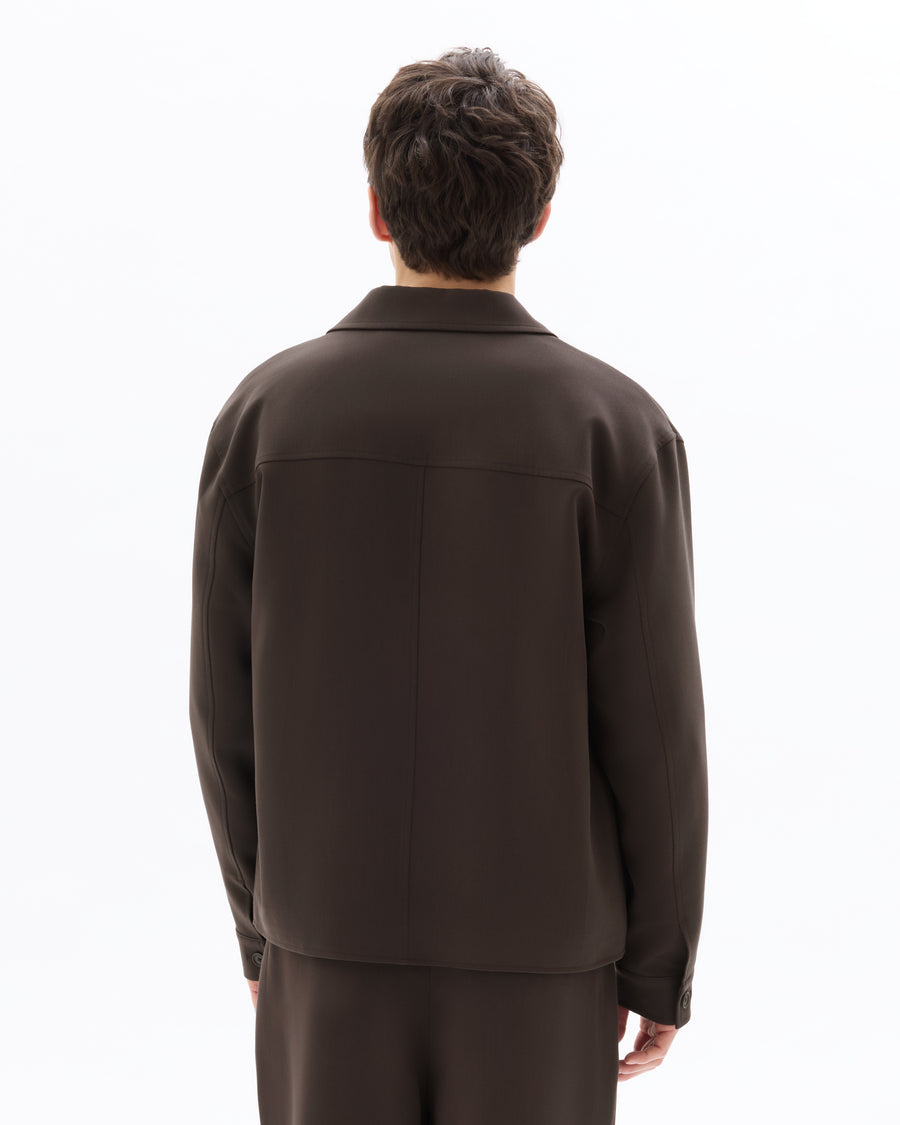 Regular Fit Poly Viscose Spread Collar Jacket - Brown