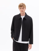 Regular Fit Poly Viscose Spread Collar Jacket - Black
