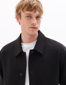 Regular Fit Poly Viscose Spread Collar Jacket - Black