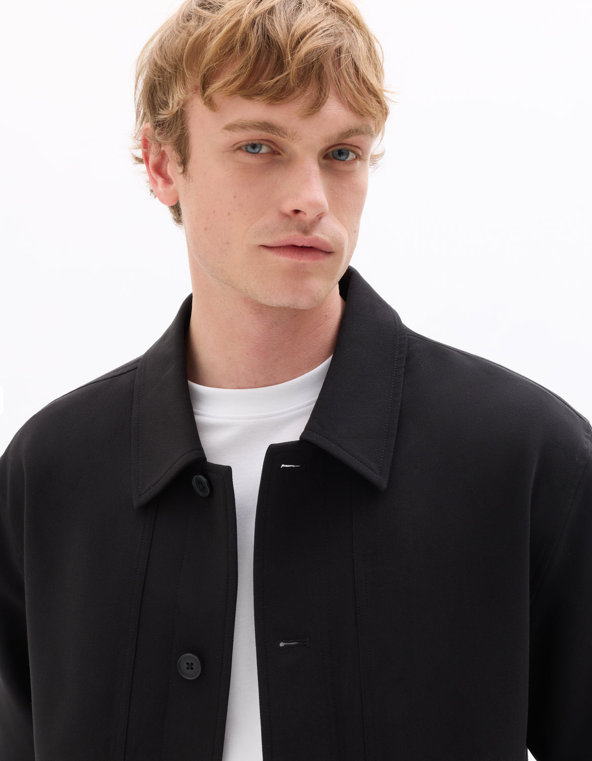 Regular Fit Poly Viscose Spread Collar Jacket - Black
