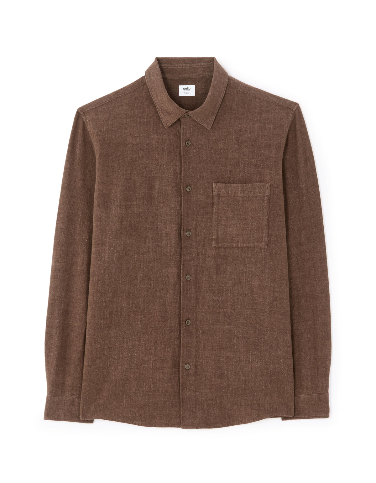 Regular Fit Viscose blend Solid Spread Collar Shirts - Brown