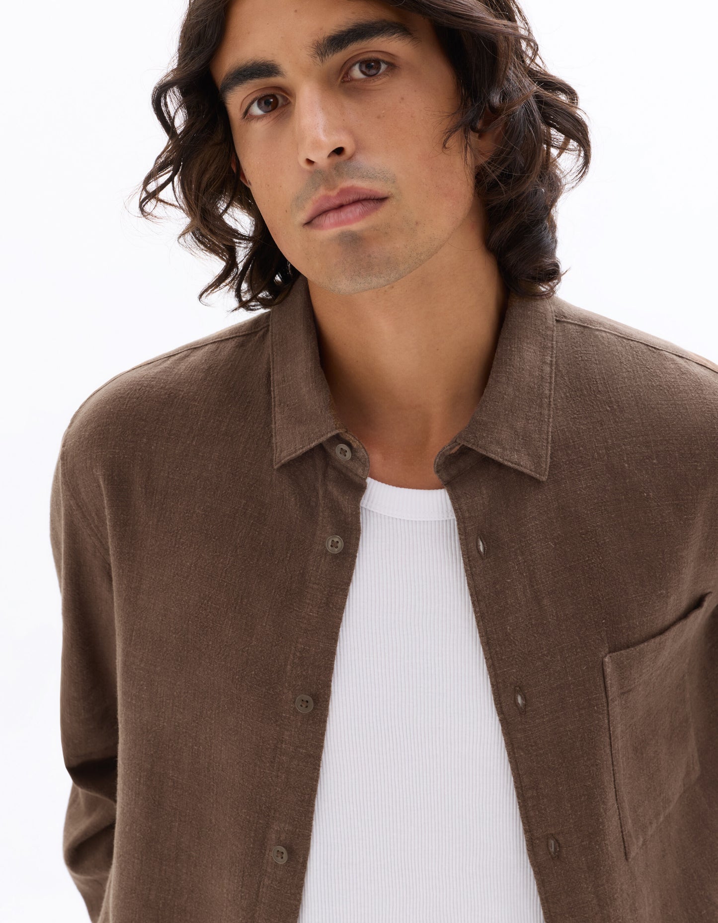 Regular Fit Viscose blend Solid Spread Collar Shirts - Brown