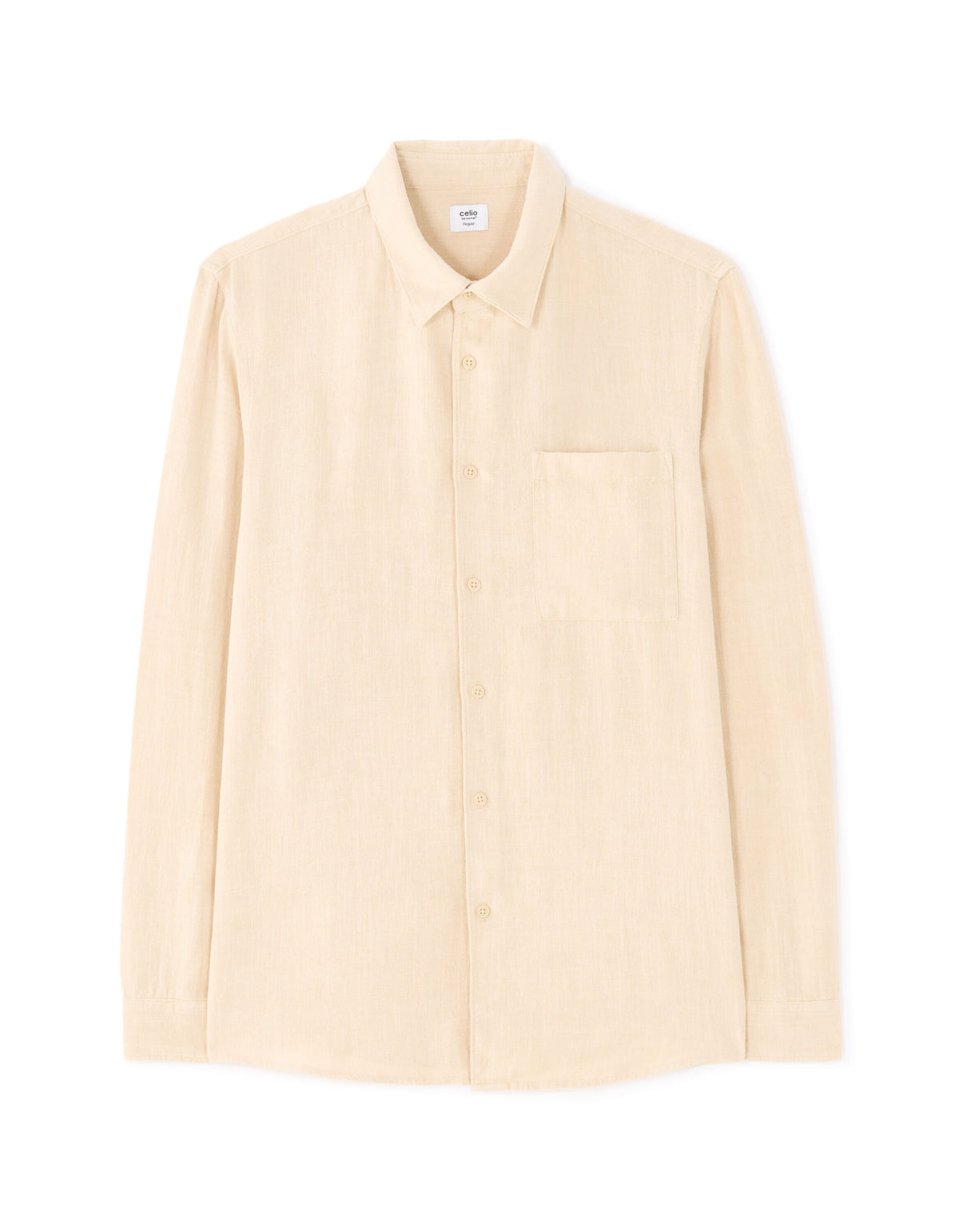 Regular Fit Viscose blend Solid Spread Collar Shirts - Beige