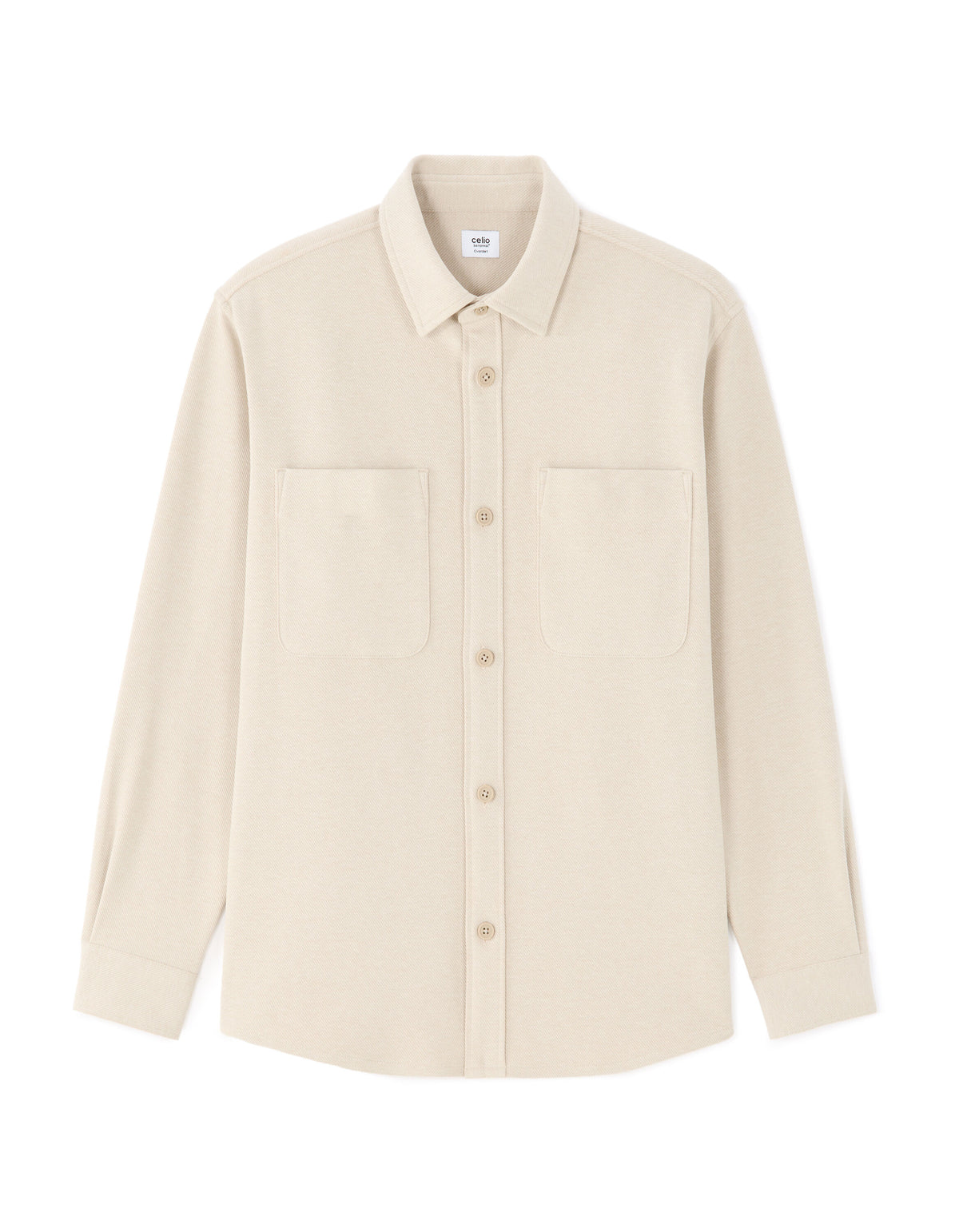 Oversized Fit Poly-Cotton Regular Collar Shirts - Beige