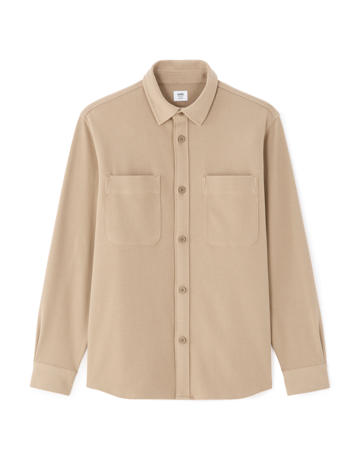 Oversized Fit Poly-Cotton Regular Collar Shirts - Brown