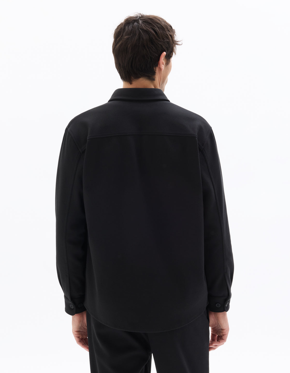 Oversized Fit Poly-Cotton Regular Collar Shirts - Black