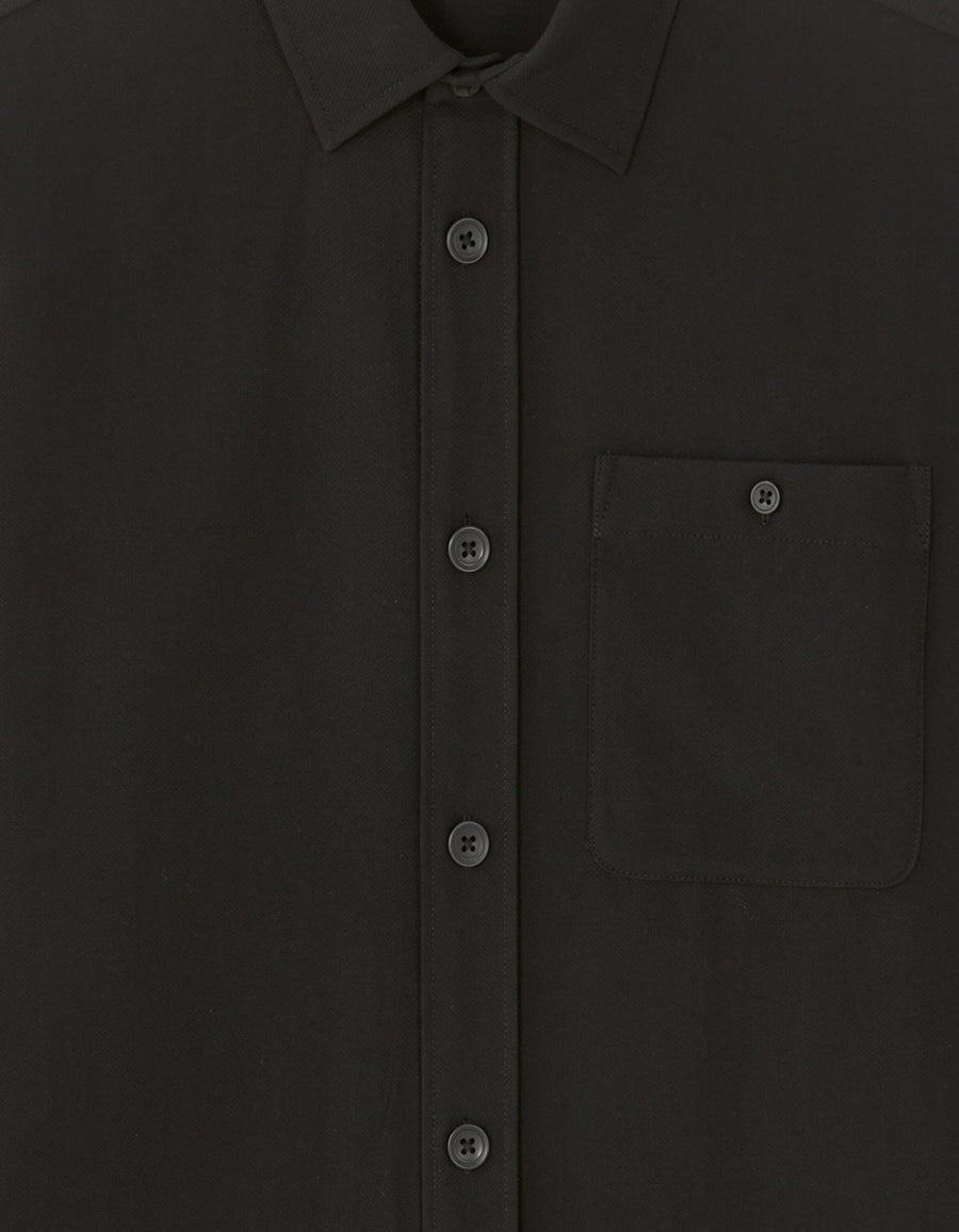 Oversized Poly Viscose Solid Spread Collar Shirts - Black