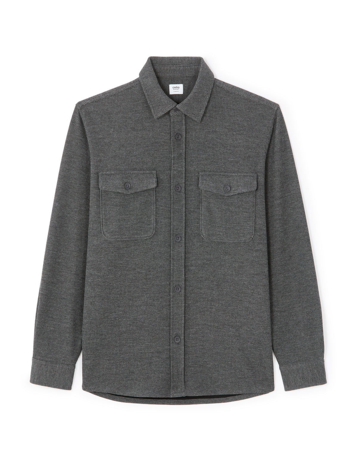 Oversized Poly-Viscose Solid Spread Collar Shirts - Grey