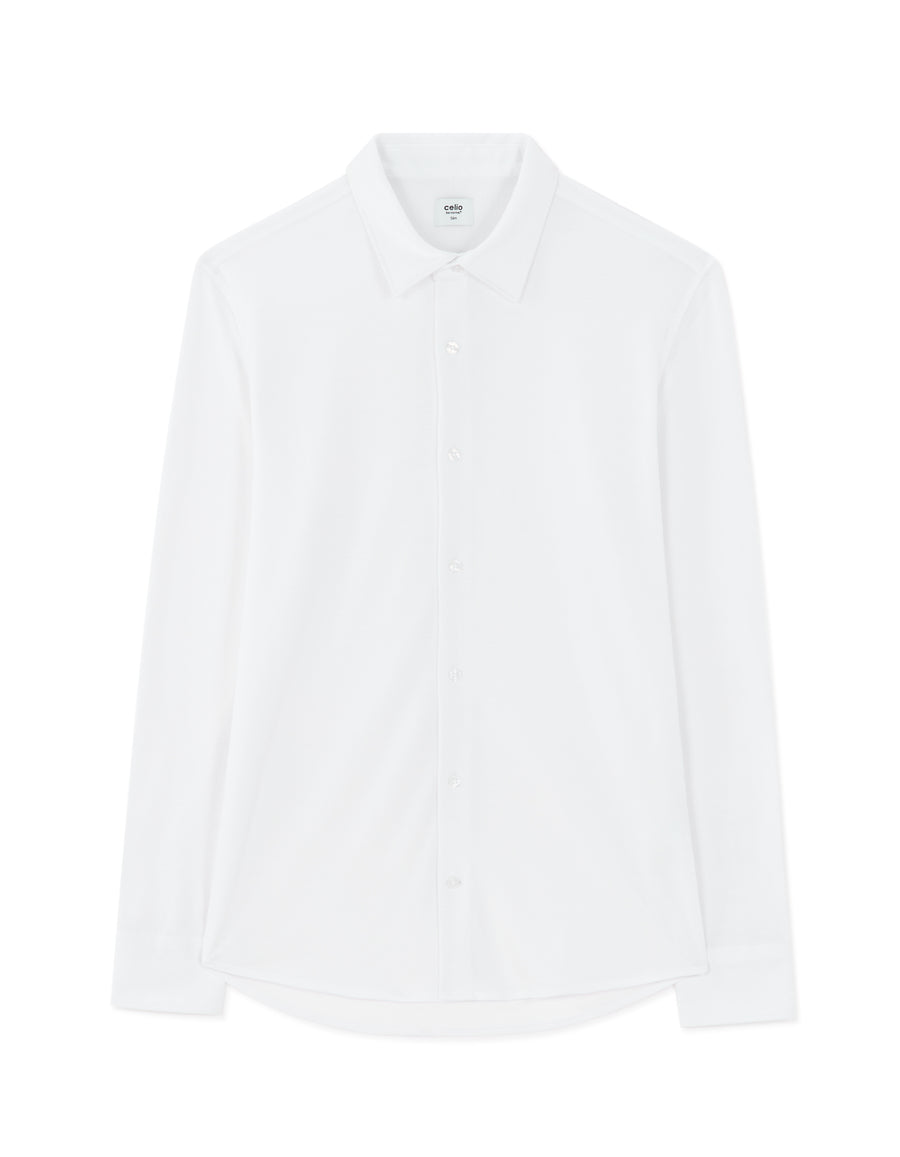 Regular Fit 100% Cotton Spread Collar Shirt - White