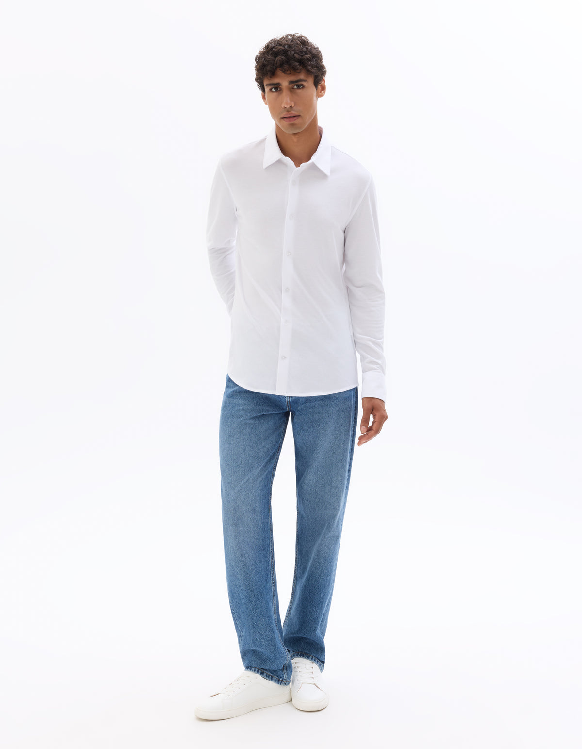 Regular Fit 100% Cotton Spread Collar Shirt - White