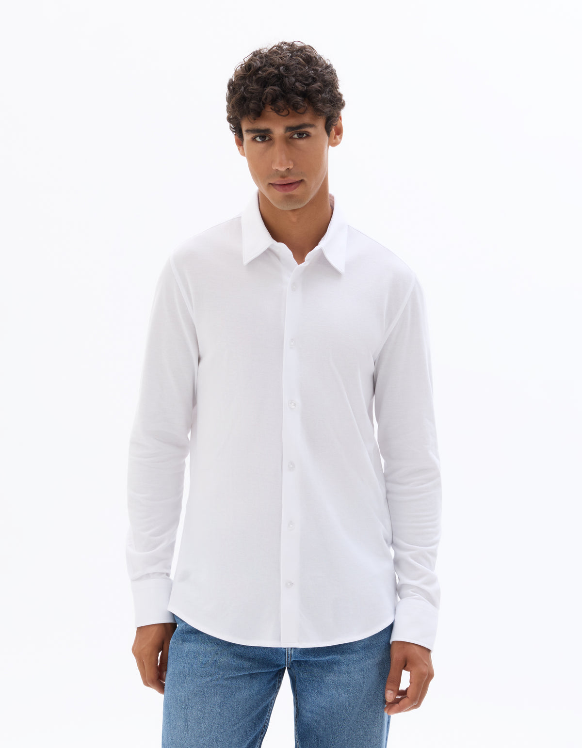 Regular Fit 100% Cotton Spread Collar Shirt - White