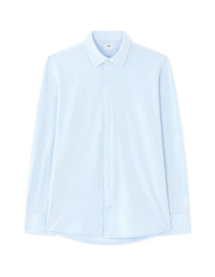 Regular Fit 100% Cotton Spread Collar Shirt - Blue
