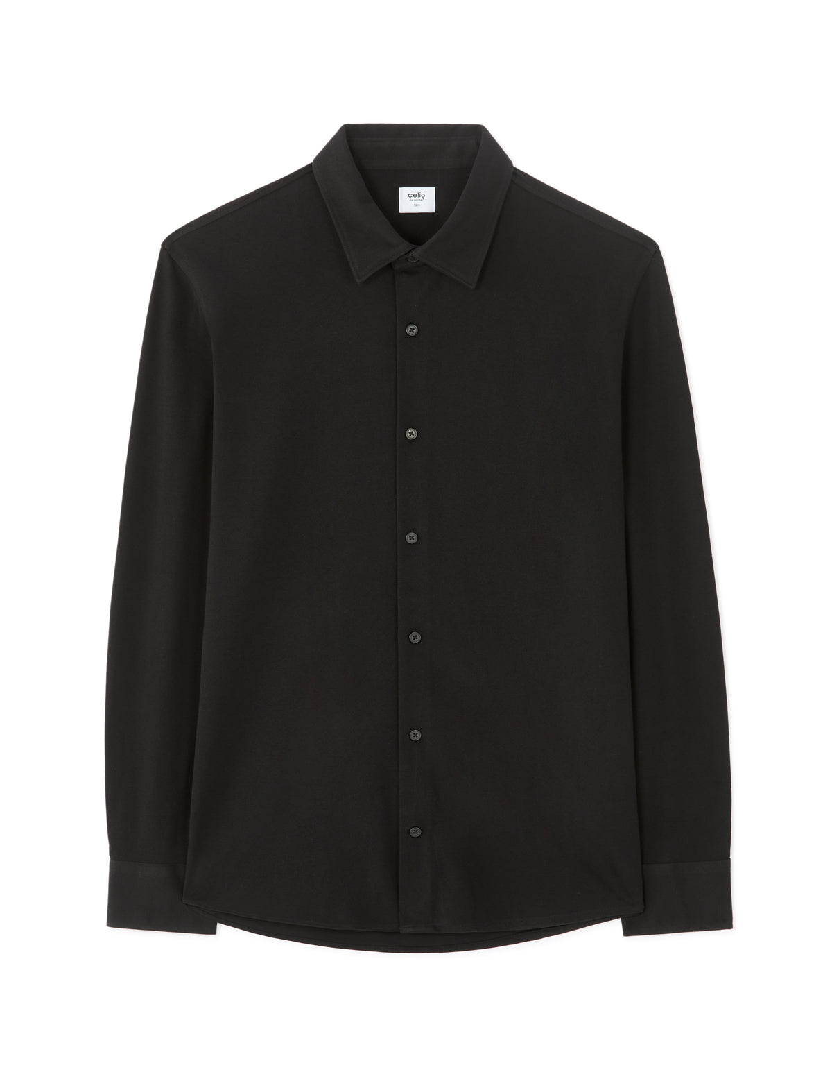 Regular Fit 100% Cotton Spread Collar Shirt - Black