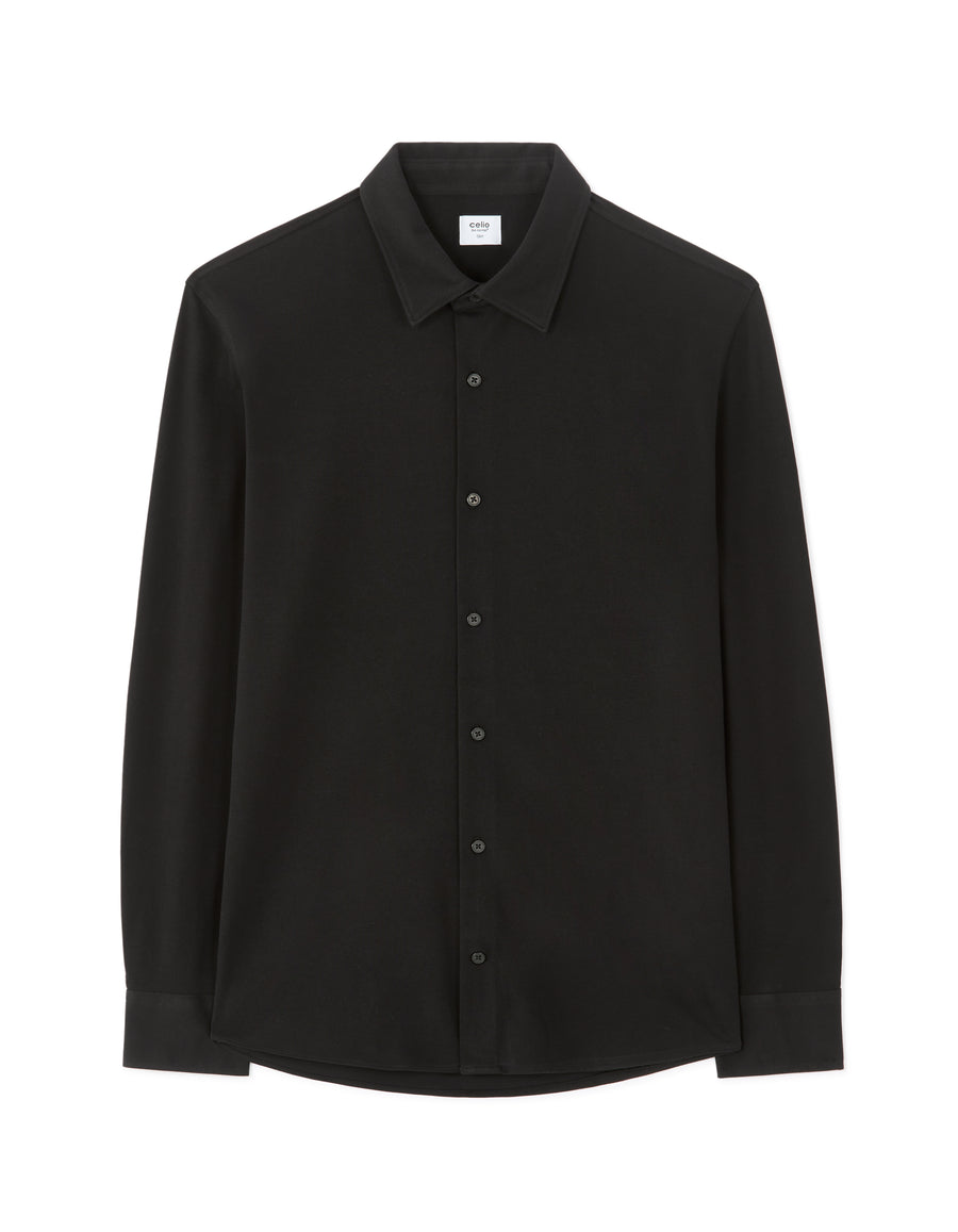 Regular Fit 100% Cotton Spread Collar Shirt - Black