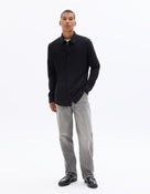 Regular Fit 100% Cotton Spread Collar Shirt - Black