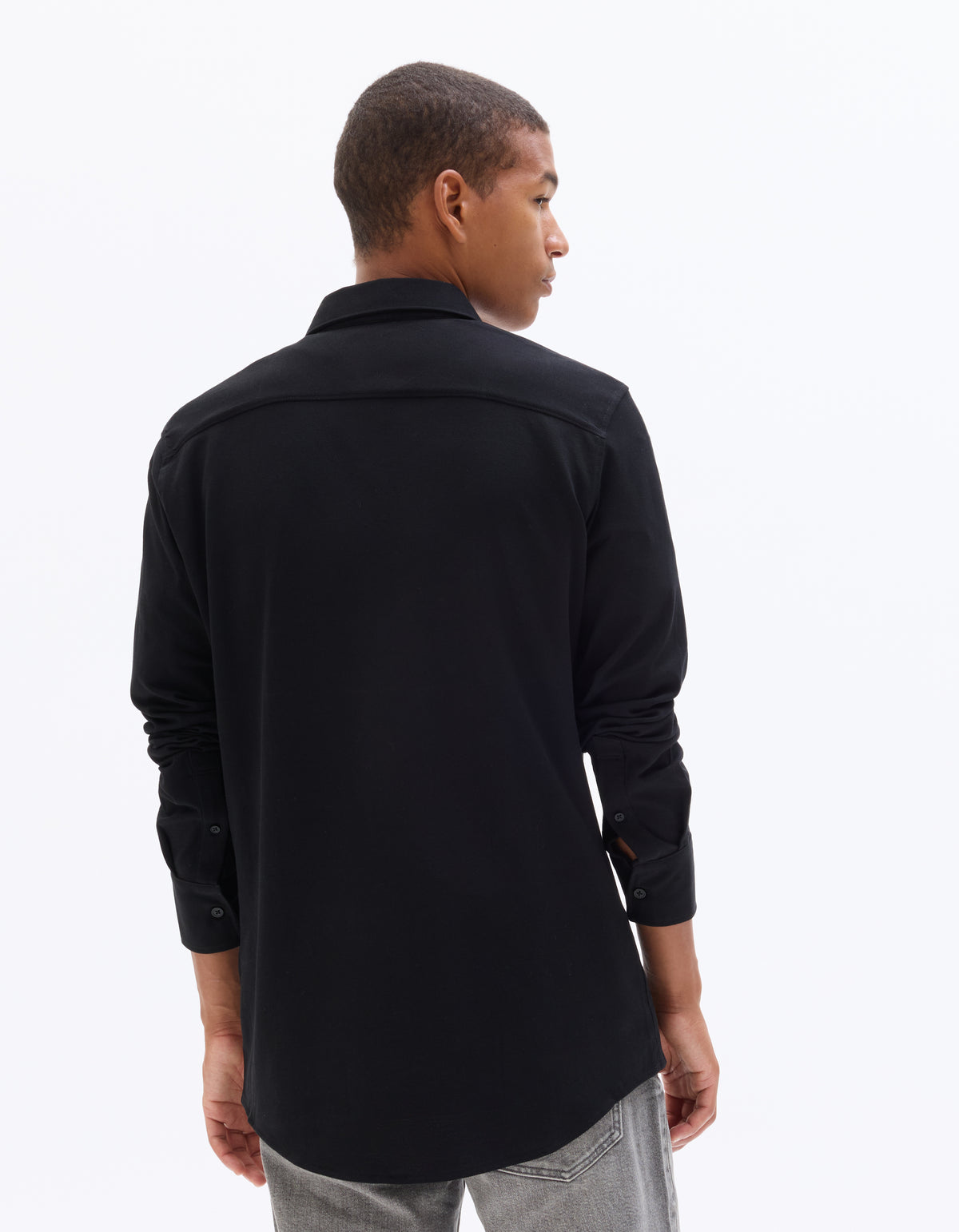 Regular Fit 100% Cotton Spread Collar Shirt - Black