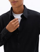 Regular Fit 100% Cotton Spread Collar Shirt - Black