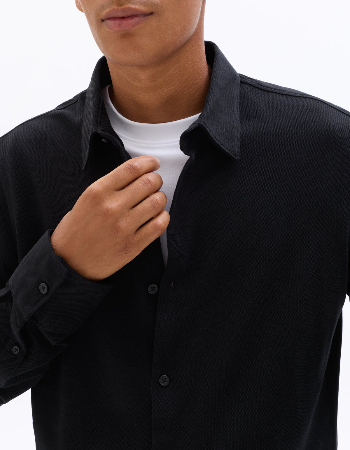 Regular Fit 100% Cotton Spread Collar Shirt - Black