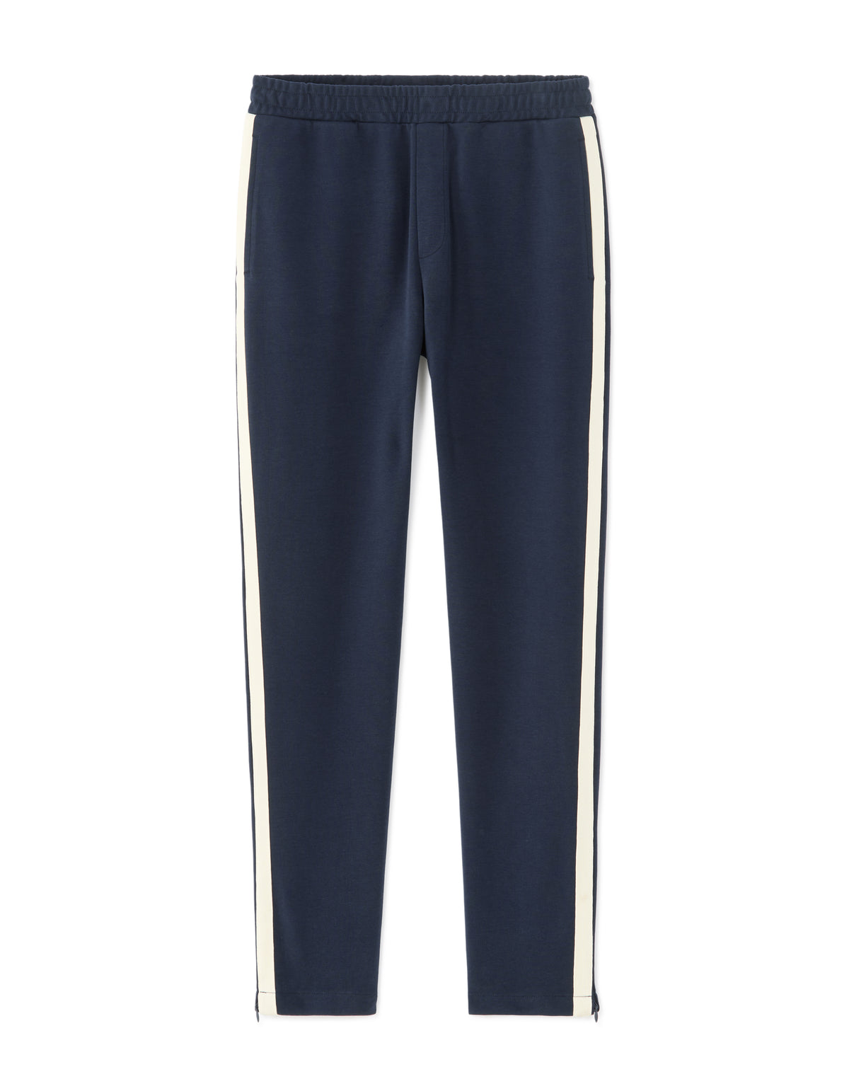 Slim Fit Poly-Cotton contrasting stripped joggers - Navy Blue