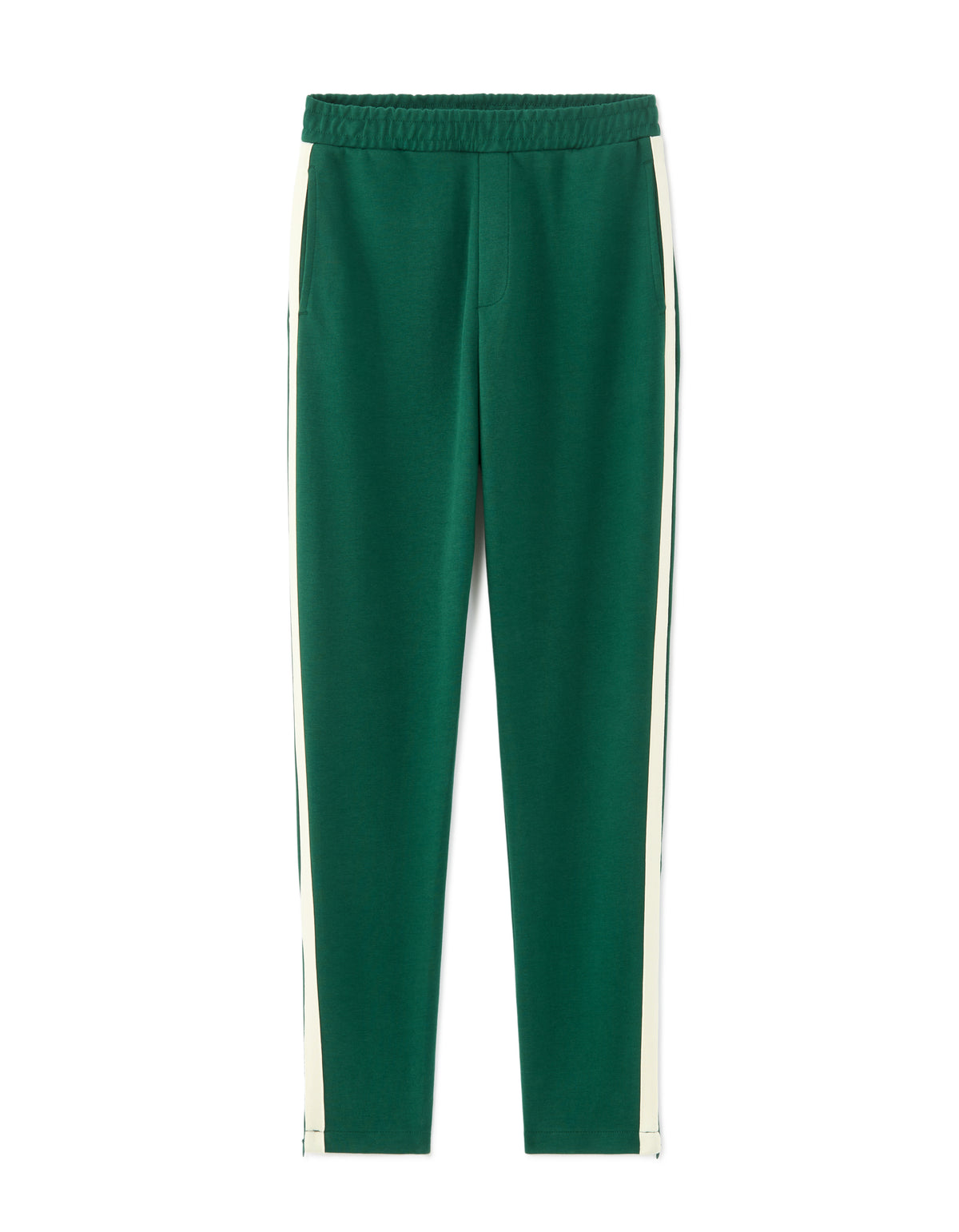 Slim Fit Poly-Cotton contrasting stripped joggers - Green