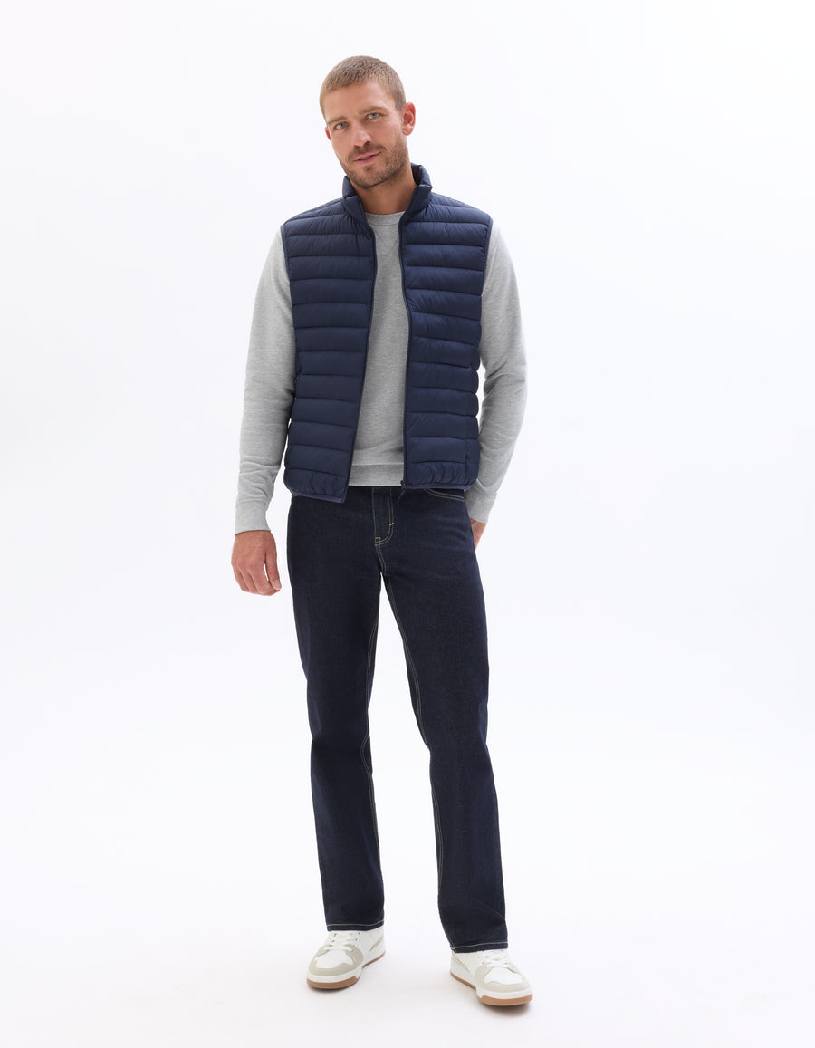 Regular Fit 100% Polyester Solid High Neck Jackets - Navy Blue