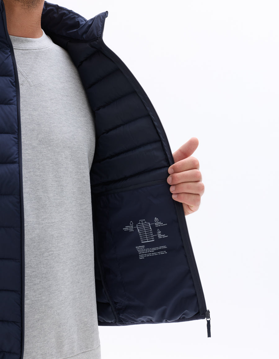 Regular Fit 100% Polyester Solid High Neck Jackets - Navy Blue