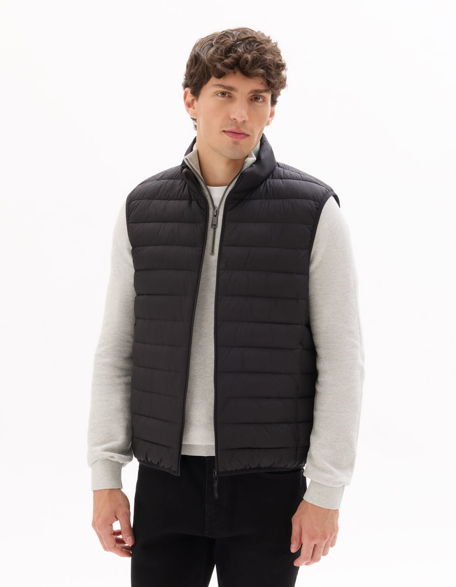 Regular Fit 100% Polyester Solid High Neck Jackets - Black