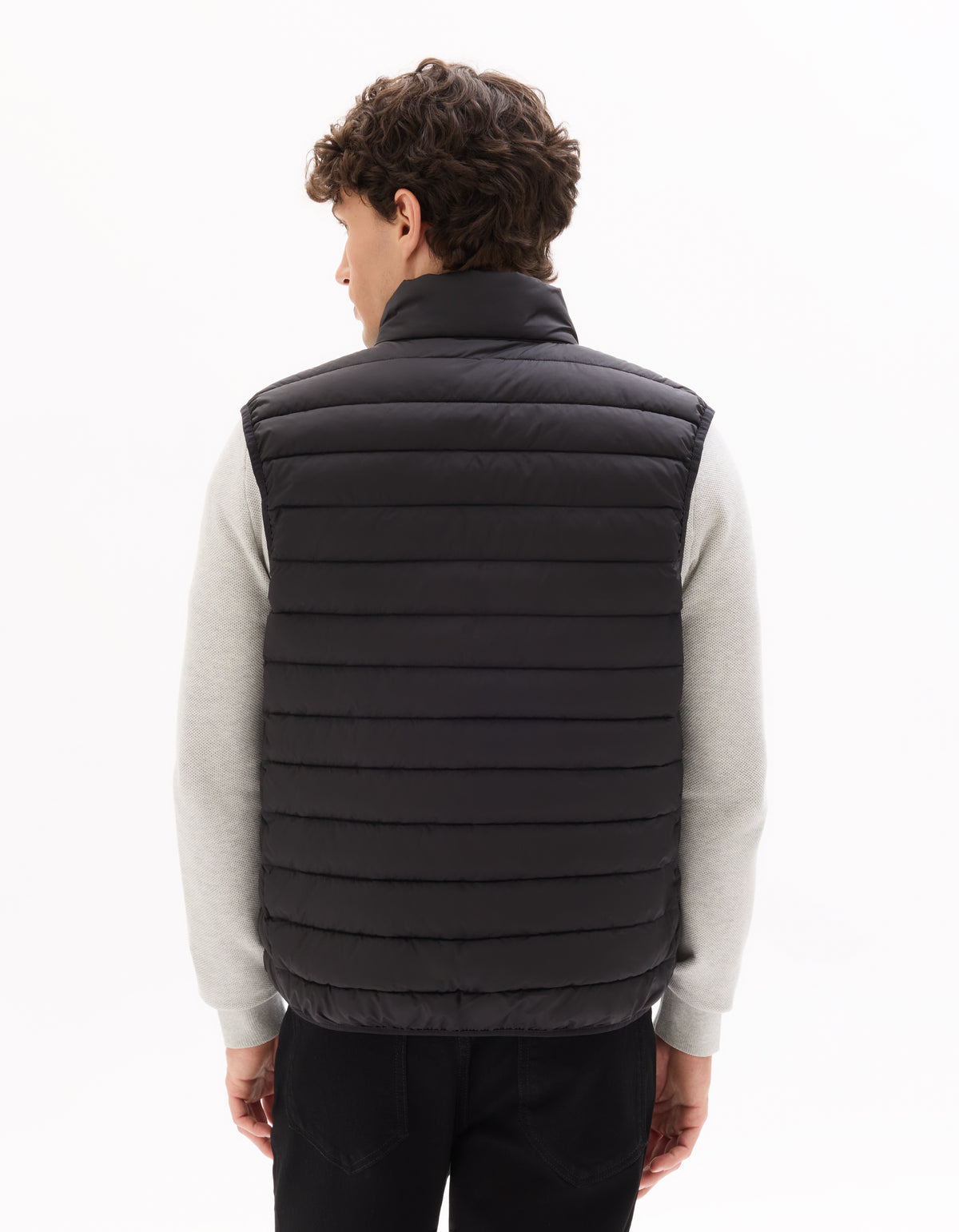 Regular Fit 100% Polyester Solid High Neck Jackets - Black