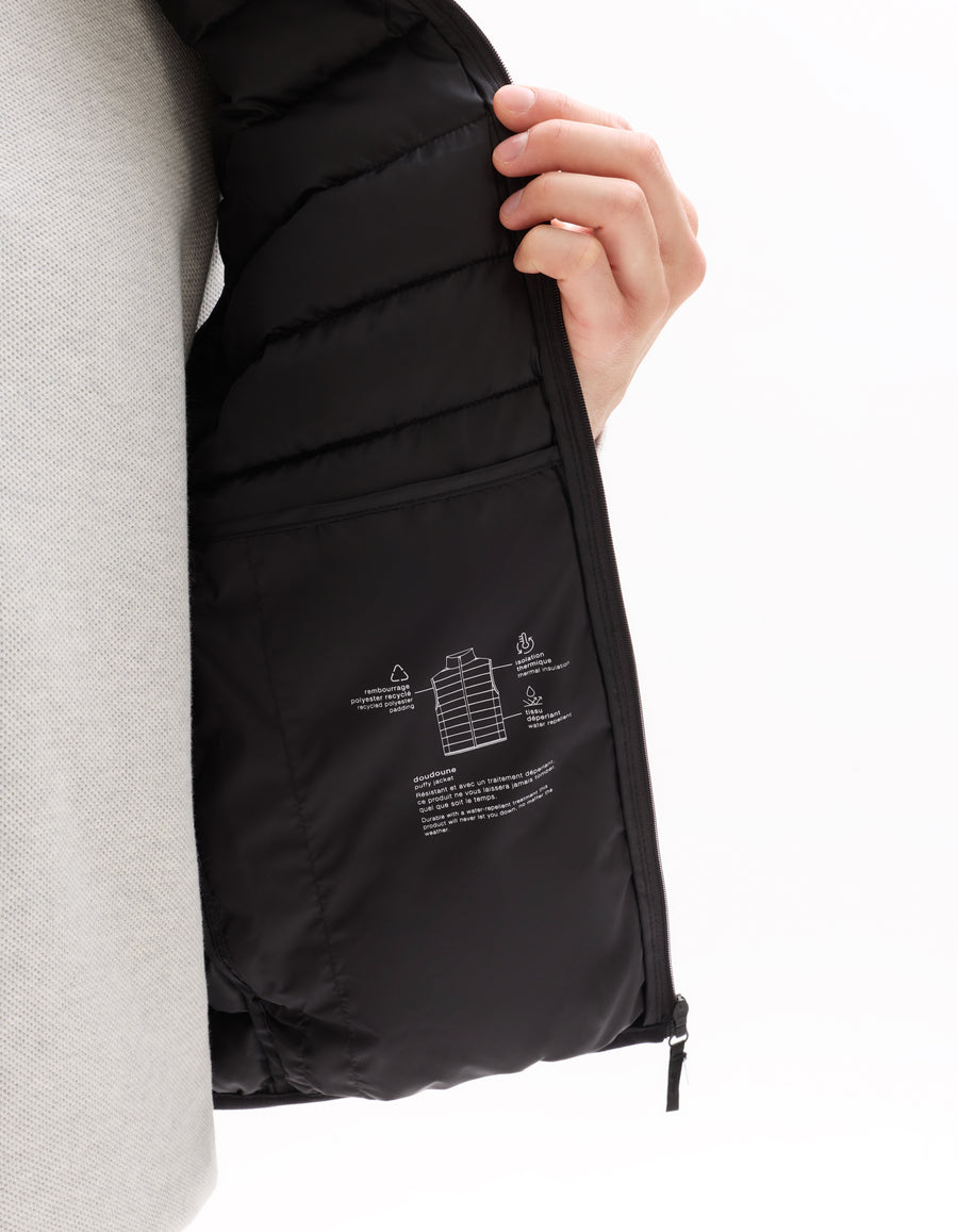 Regular Fit 100% Polyester Solid High Neck Jackets - Black