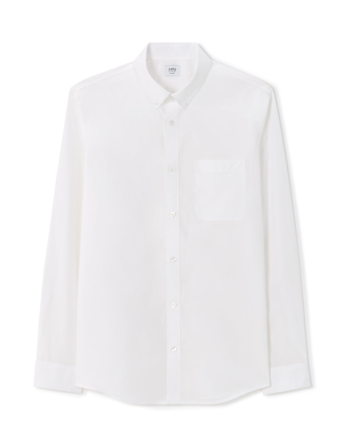 Regular Fit 100% Cotton Spread Collar Shirt - White