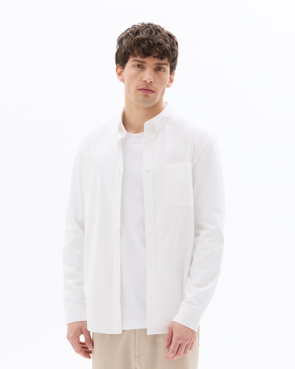 Regular Fit 100% Cotton Spread Collar Shirt - White