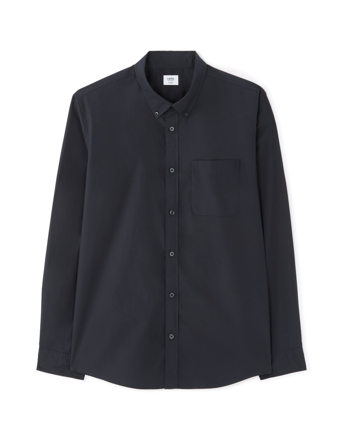 Regular Fit 100% Cotton Spread Collar Shirt - Navy Blue